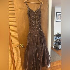 Sue Wong Brown Beaded Gown
